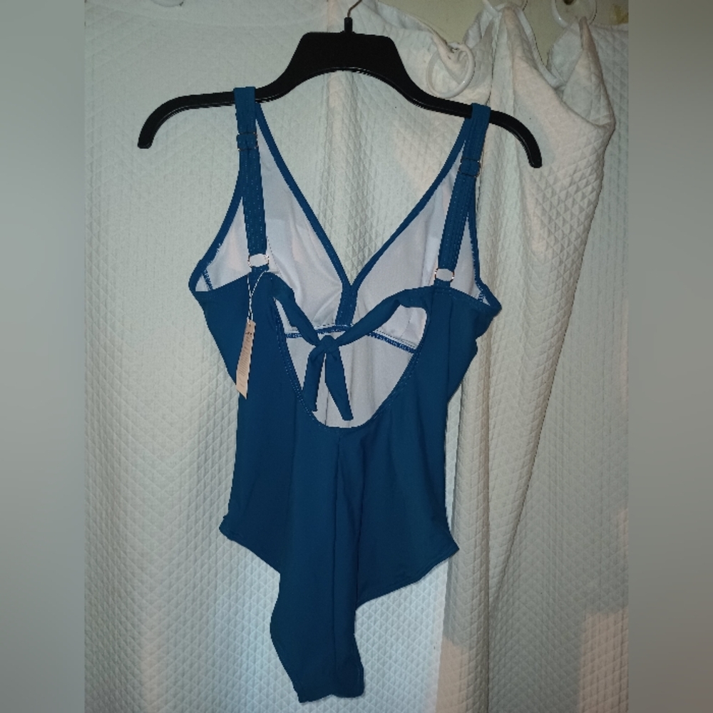 One Piece Swimsuits Tummy Control Ruched Push Up Bathing Suit Tie Back - Picture 8 of 10